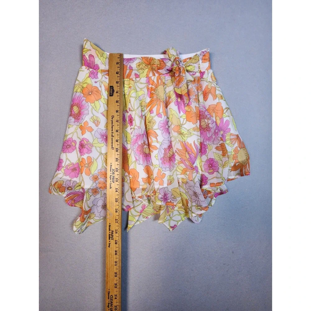 Forever 21 Kids Floral Handkerchief Hem Skirt Orange Pink Yellow Size 11/12